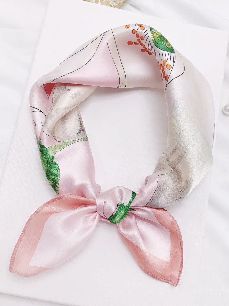 Wholesale Charmeuse Floral Printed Square Scarf 53x53cm/21