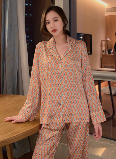 Wholesale Charmeuse Geometric Pattern Women's Pajamas