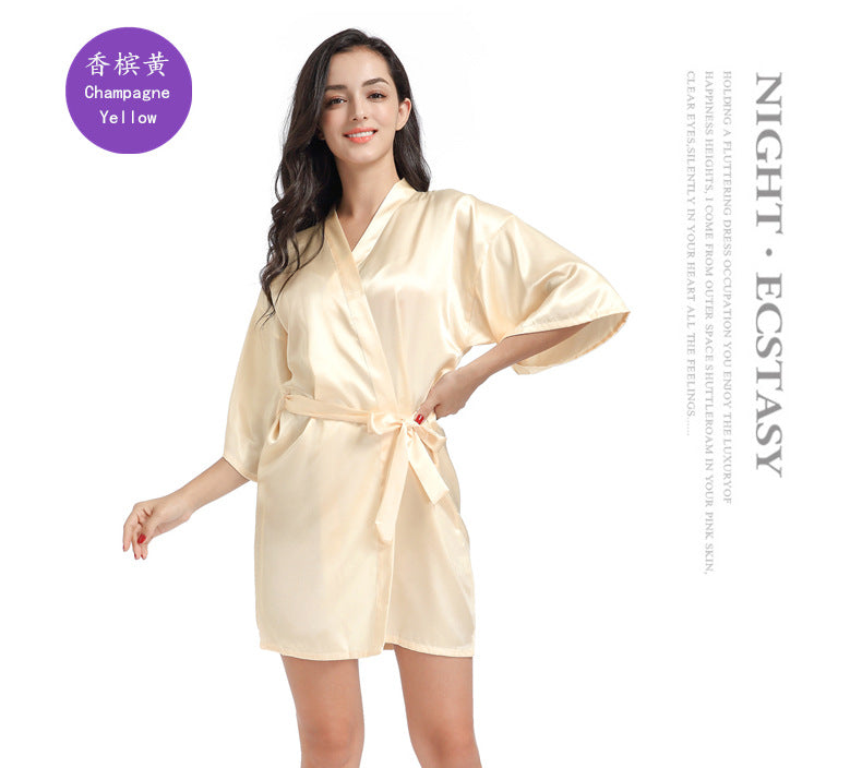 Wholesale Charmeuse Belted Wrap Night Robe