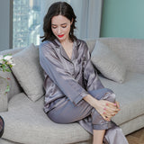 Wholesale Charmeuse Binding Trim Pajamas Set 2Pcs
