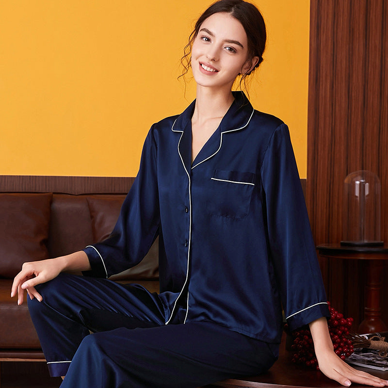 Wholesale Charmeuse Binding Trim Pajamas Set 2Pcs