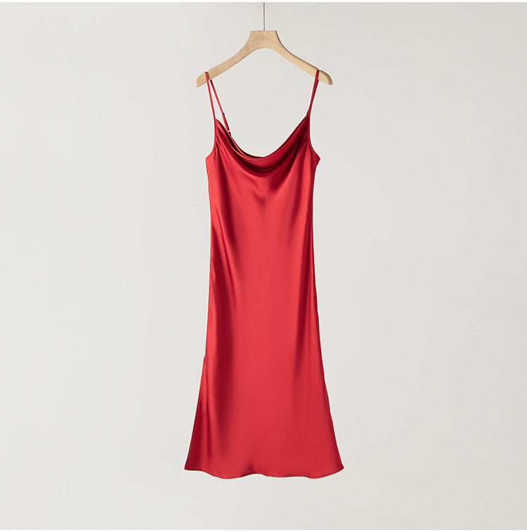 Wholesale Charmeuse Spaghetti Straps Cowl Neck Short Dress