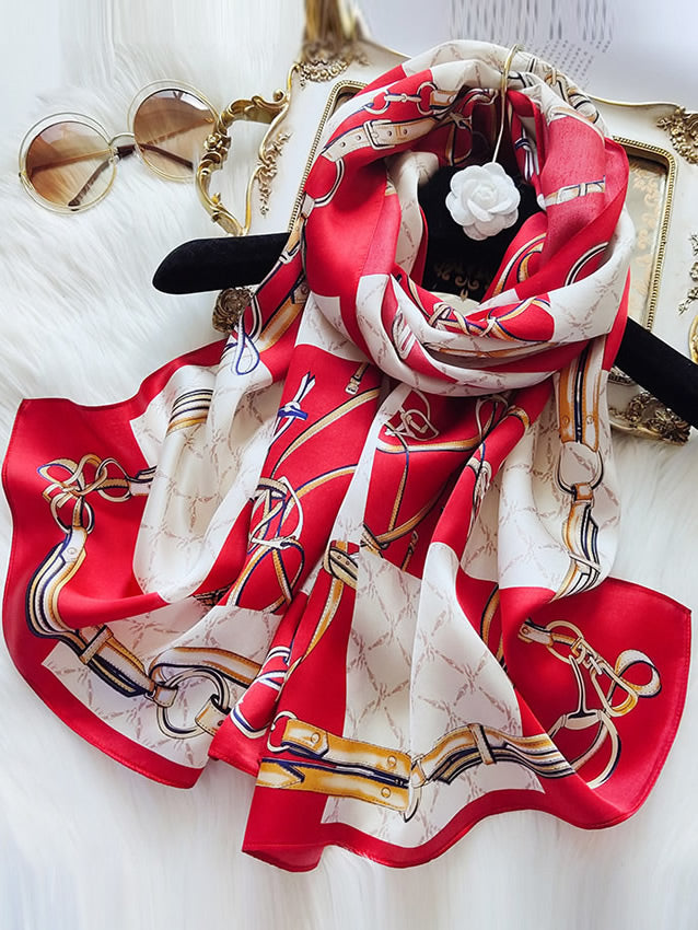 Wholesale Charmeuse Printed Rectangular Long Shawl Scarf 170x53cm