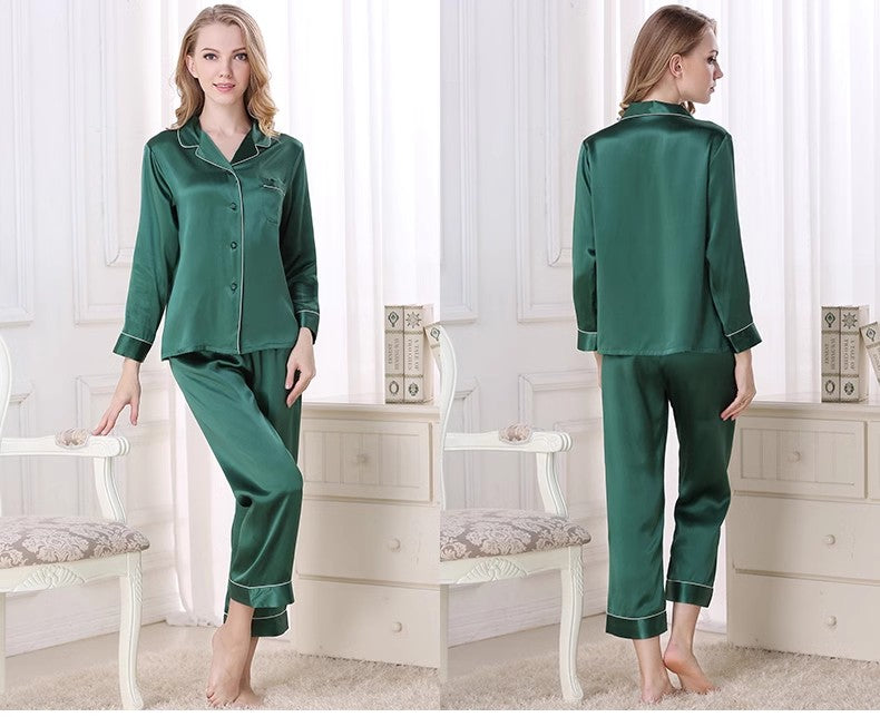 Wholesale Charmeuse Binding Trim Pajamas Set 2Pcs