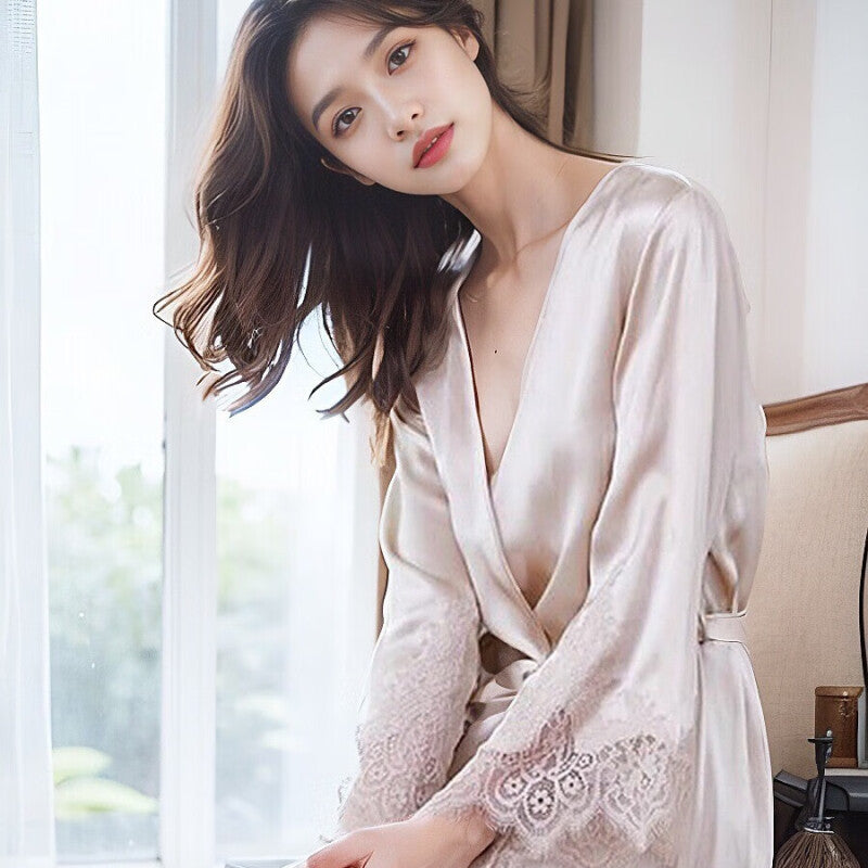 SOOYEH-NS Nightgown&Robe Set Ivory 001