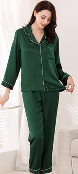 Wholesale Charmeuse Binding Trim Pajamas Set 2Pcs