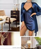 SOOYEH-NS Nightgown&Robe Set DarkBlue 002
