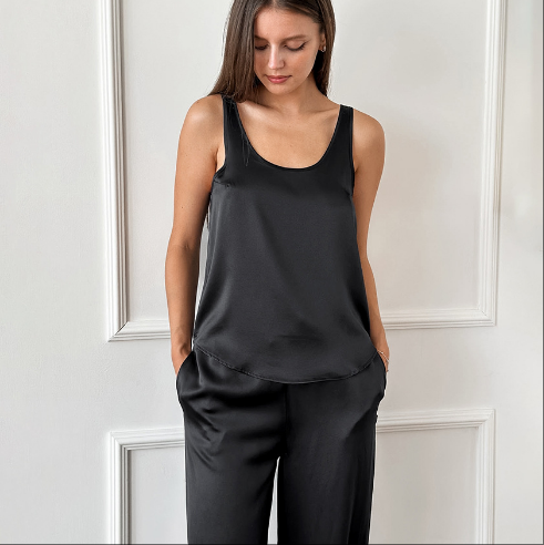 Wholesale Charmeuse Cami & Wide Leg Pants Pajama Set