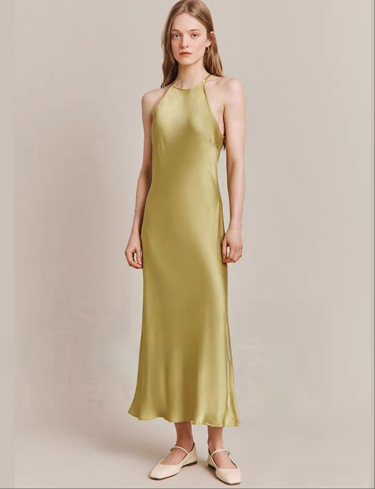 Wholesale Satin Spaghetti straps Maxi Dress