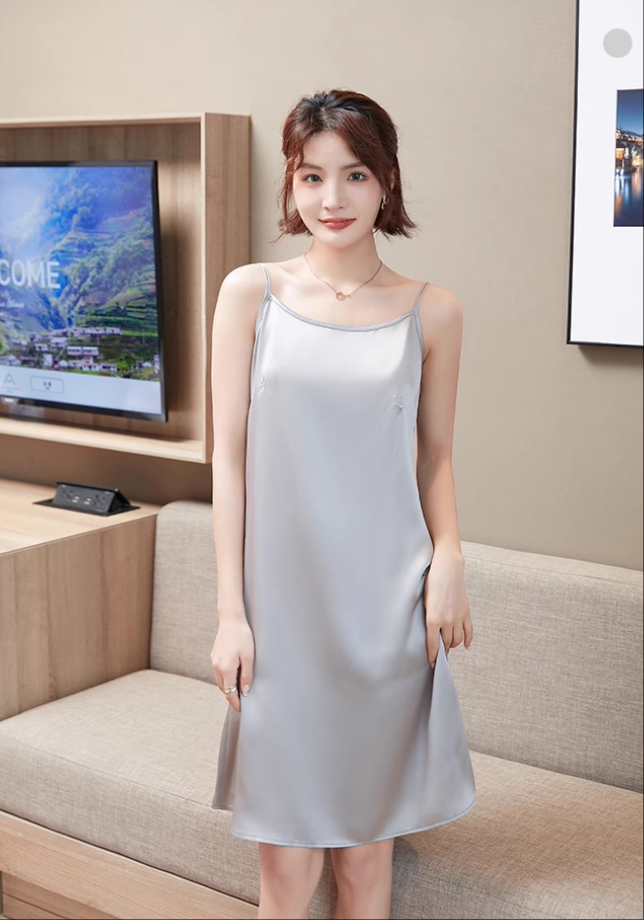 Wholesale Satin Spaghetti Strap Relaxed Dress