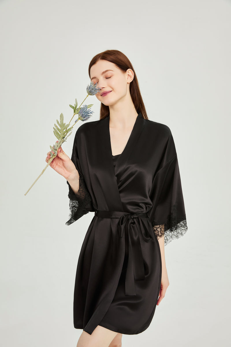 Wholesale Charmeuse Casual Belted Womens Robe