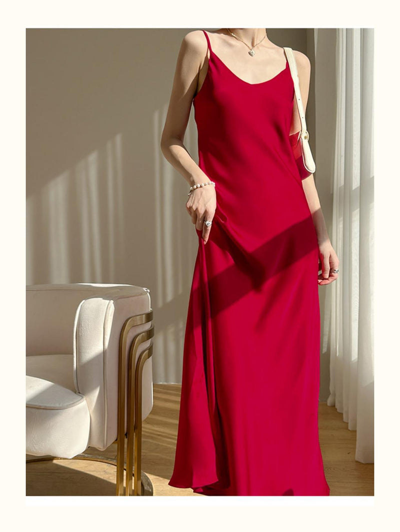 Wholesale Charmeuse Elegant Sexy Spaghetti Strap Dress