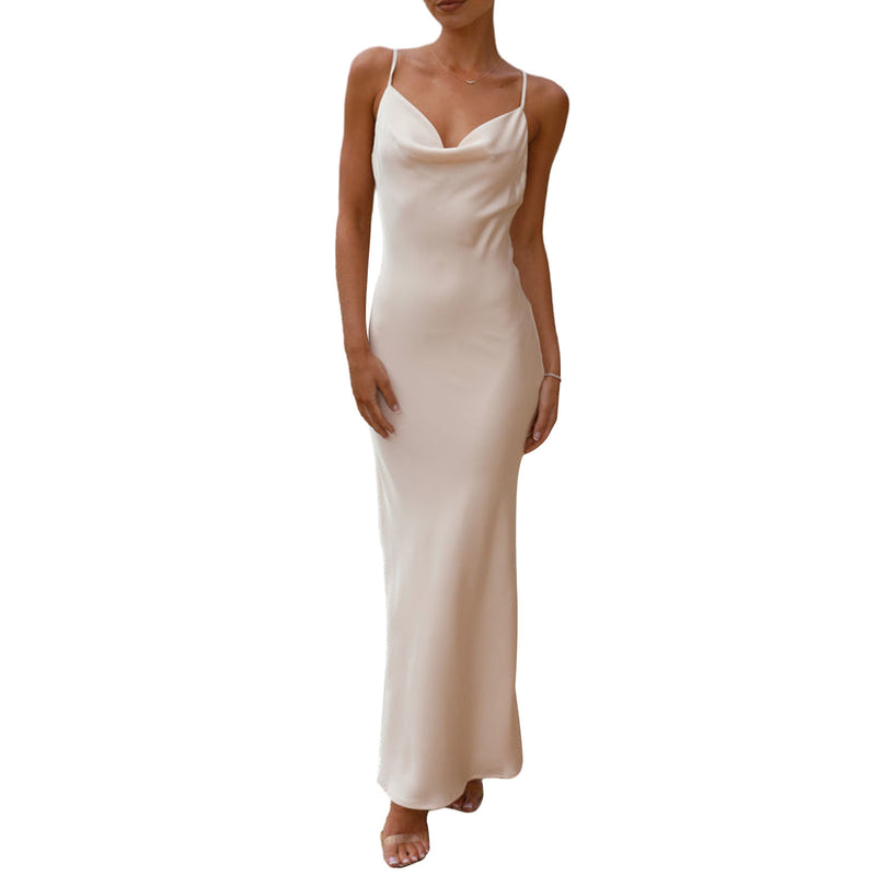 Wholesale Charmeuse Strap Maxi Long Dresses