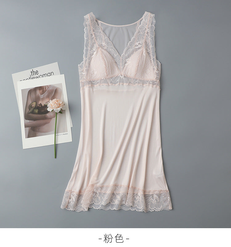 Wholesale Satin Lace Trim Tank Dress