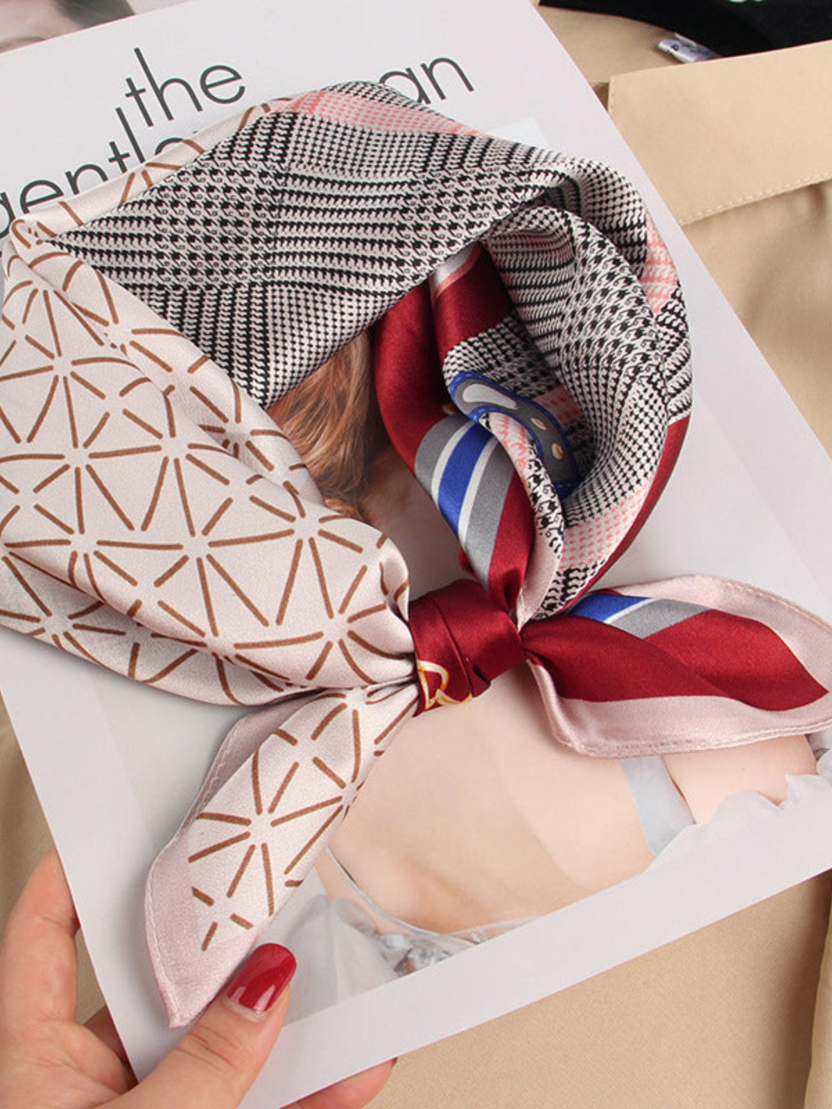 Wholesale Charmeuse Printed Designer Square Scarf 53x53cm/21