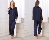 Wholesale Charmeuse Binding Trim Pajamas Set 2Pcs