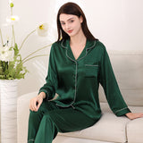 Wholesale Charmeuse Binding Trim Pajamas Set 2Pcs