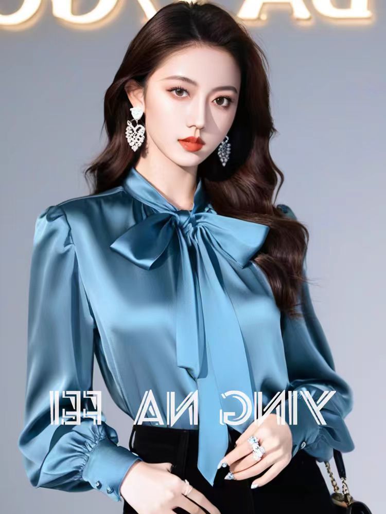 Wholesale Satin Tie Neck Shirt
