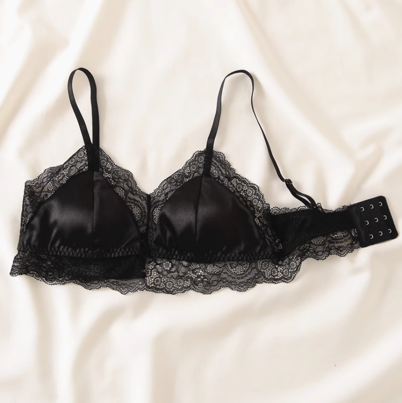 Wholesale Satin Knitted Lace Trimmed Bra (Panty not included)