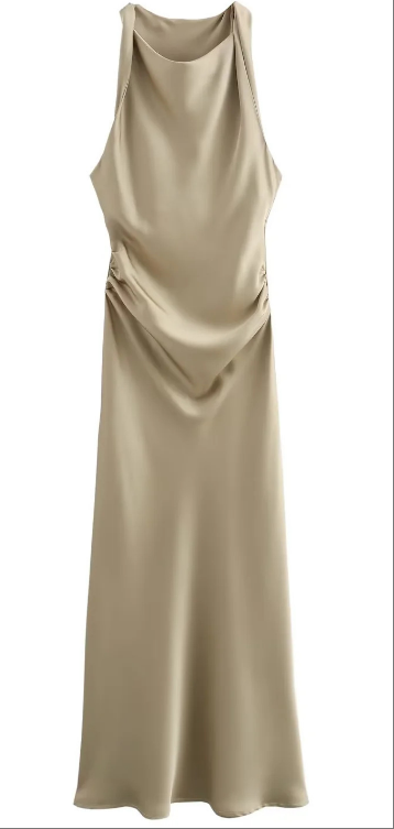 Wholesale Satin Sexy Backless Long Dress