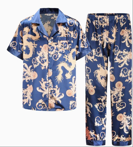 Wholesale Charmeuse Dragon Print Long Sleeve Pajama Set