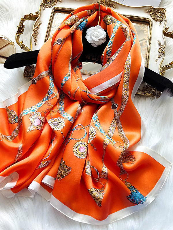Wholesale Charmeuse Printed Rectangular Long Shawl Scarf 170x53cm