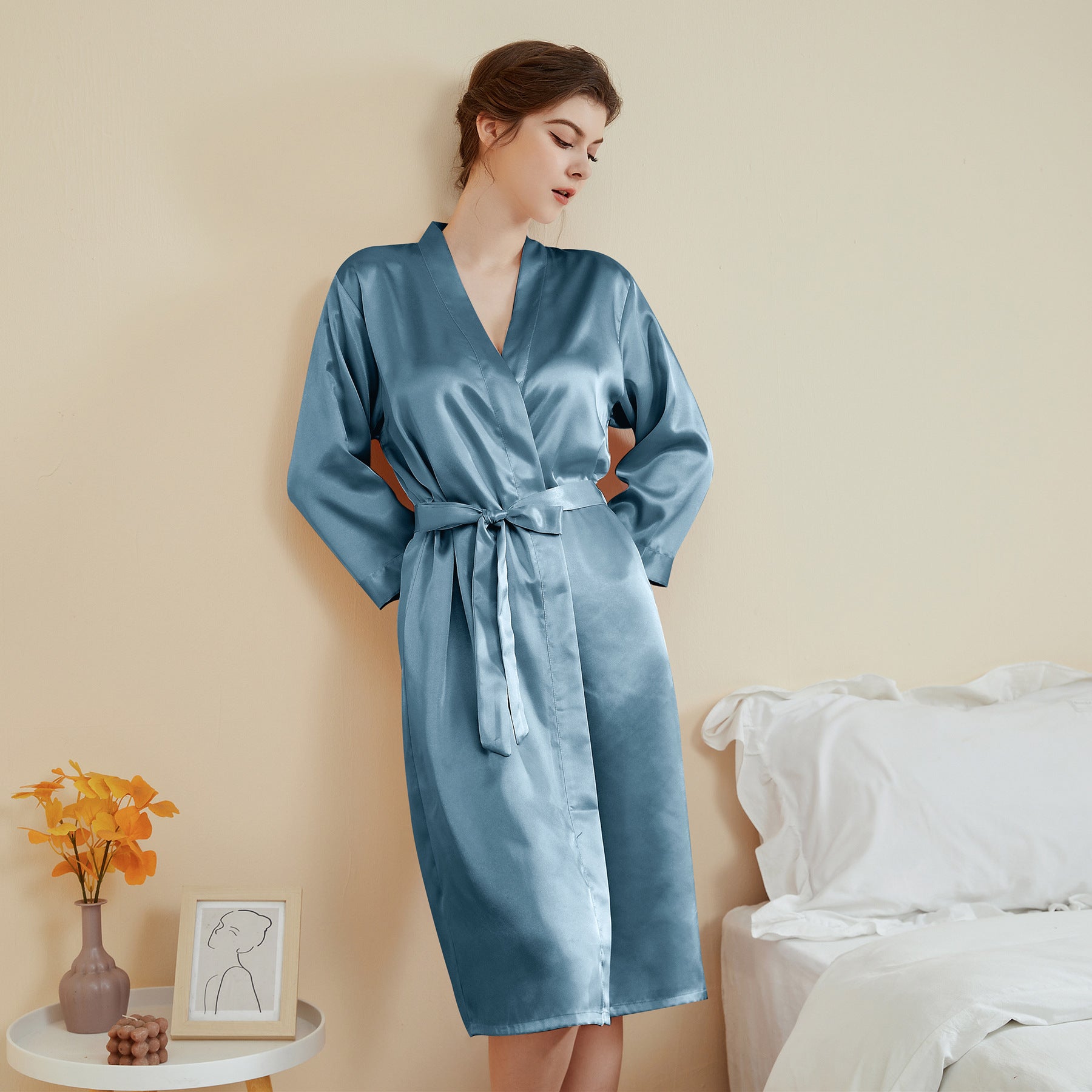 SOOYEH-NS Womens Robe GrayishBlue 001