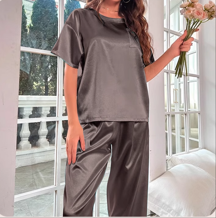 Wholesale Charmeuse Short Sleeve Pajama Set