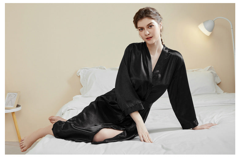 Wholesale Maxi Lace Neck Satin Dress Nightgown