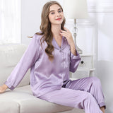 Wholesale Charmeuse Binding Trim Pajamas Set 2Pcs