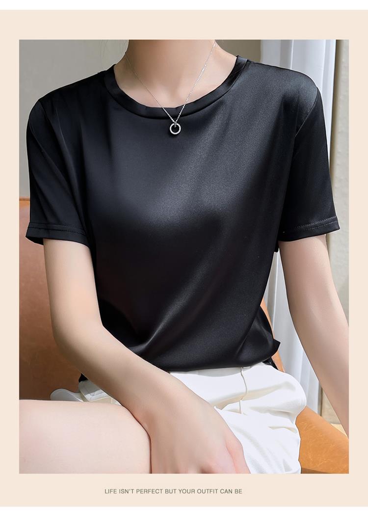 Wholesale Charmeuse Short-Sleeved Round Neck Mens Tee