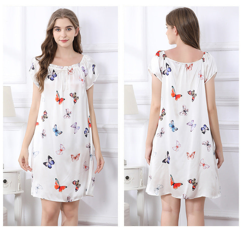 Wholesale Charmeuse Butterfly Pattern Nightgown