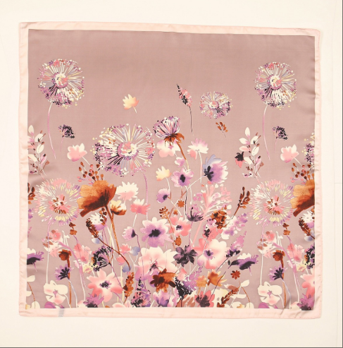 Wholesale Charmeuse Floral Pattern Square Scarf / Shawl 86x86cm