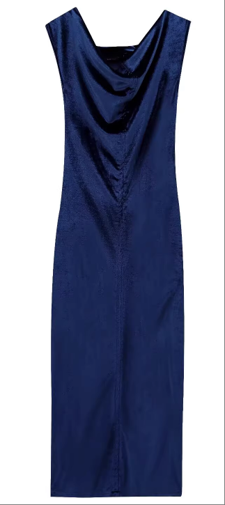Wholesale Satin Elegant Cowl Neck Sleeveless Dress