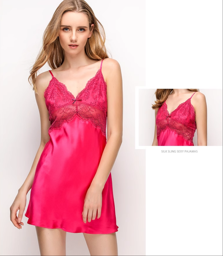 Wholesale Charmeuse Lace Sexy Slip Dress Nightgown