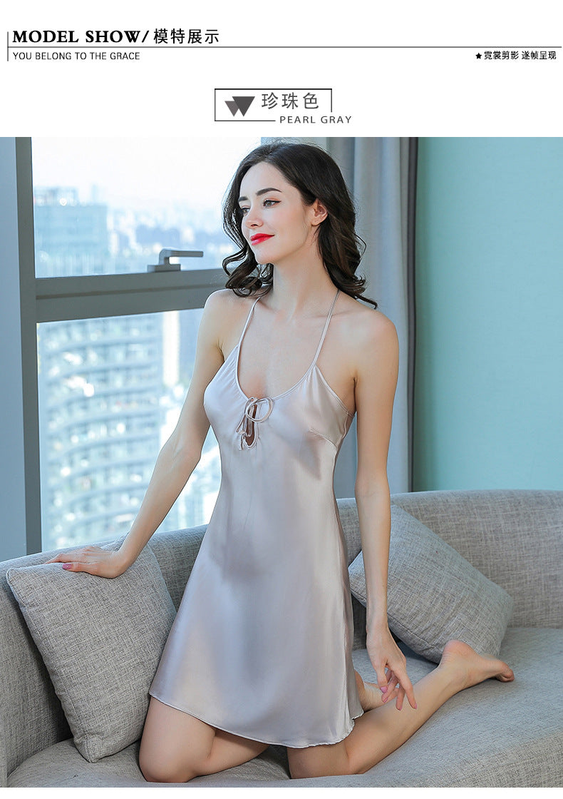 Wholesale Charmeuse Sexy Lace Up Slip Nightgown