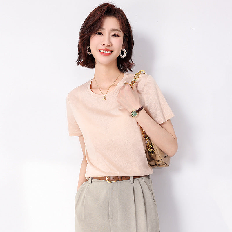 SOOYEH-NS Womens T-Shirt Beige 002
