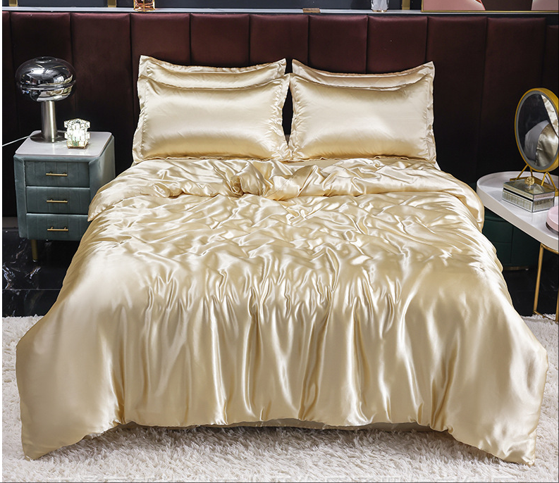 Wholesale 4Pcs Satin Set Duvet Cover+Flat Sheet+2x Pillowcases