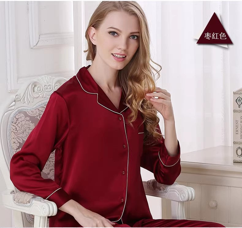 Wholesale Charmeuse Binding Trim Pajamas Set 2Pcs