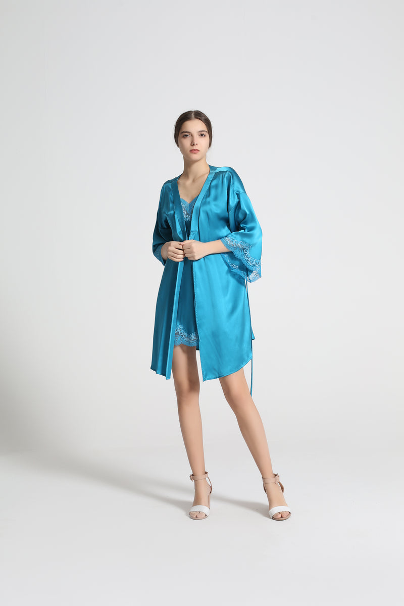 Wholesale Charmeuse Casual Womens Belted Robe