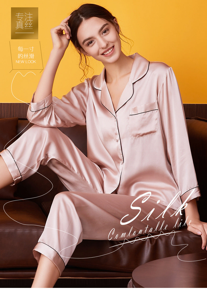 Wholesale Charmeuse Binding Trim Pajamas Set 2Pcs