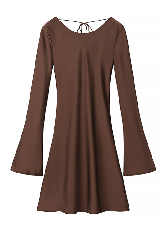 Wholesale Satin Elegant Long Sleeve Dress