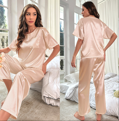 Wholesale Women's Charmeuse Casual Pajama Set